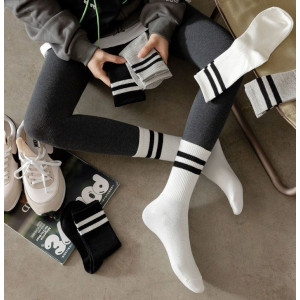 KK152 Kaos Kaki Wanita Trend Black White Grey Women Socks