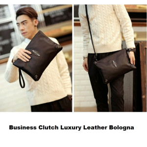 BC18 Business Clutch Luxury Leather Bologna Tas Tangan Pria Wanita