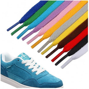 LL12 Sepasang Tali Sepatu Murah Flat Lace Solid Color Shoelace