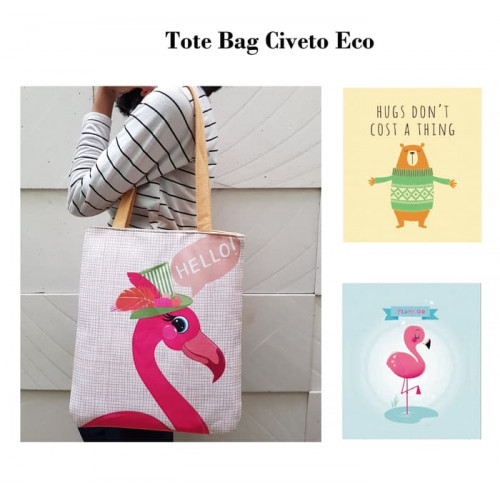 TC43 Civeto Eco Printed Canvas Tote Bag / Tas Bahu Pundak Shoulder