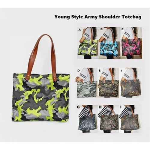 Young Style Army Shoulder Tote Bag / Tas Kerja, Kampus, Travel Pundak